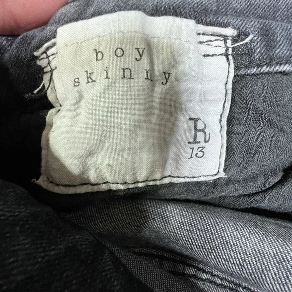 R13 Boy Skinny Jeans Women's Sz 27 Made in Italy Vintage Black Denim